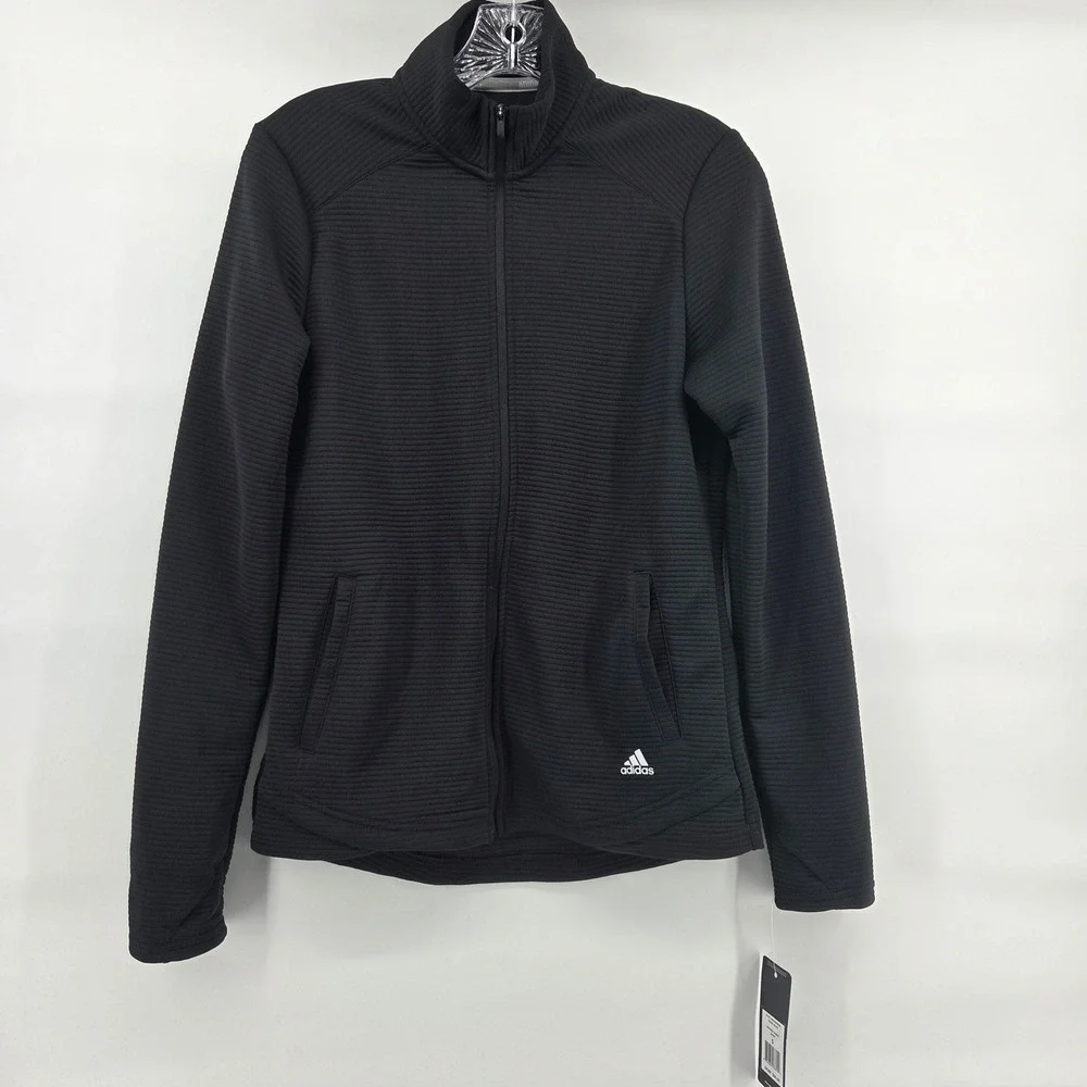 Adidas Womens Golf Ribbed‎ Full Zip Jacket Black Size Small New NWT